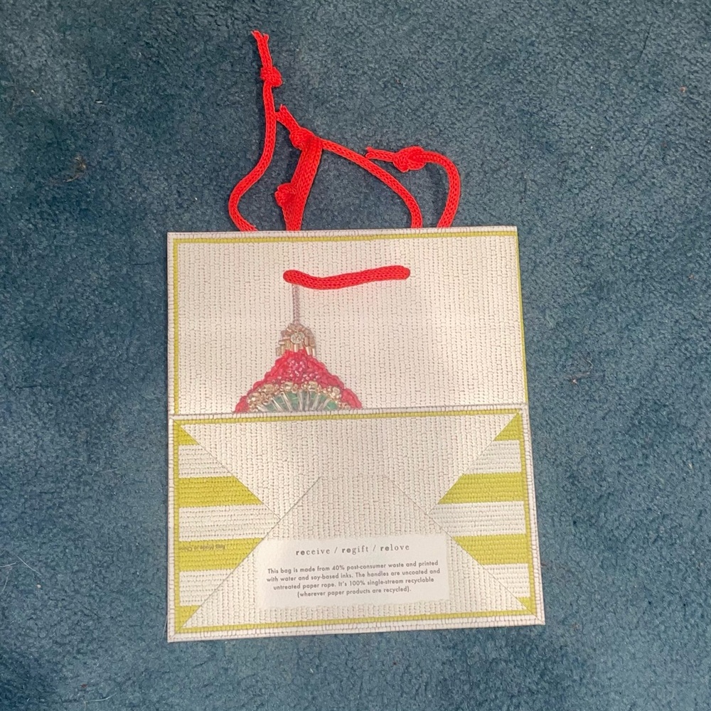 Pick ☝️ ONE Anthropologie Festive Ornament Bag with Red Handles - Picture 3 of 4